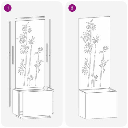 Garten Sichtschutz-Leinwand Floral Silber 50 x 140 cm Edelstahl