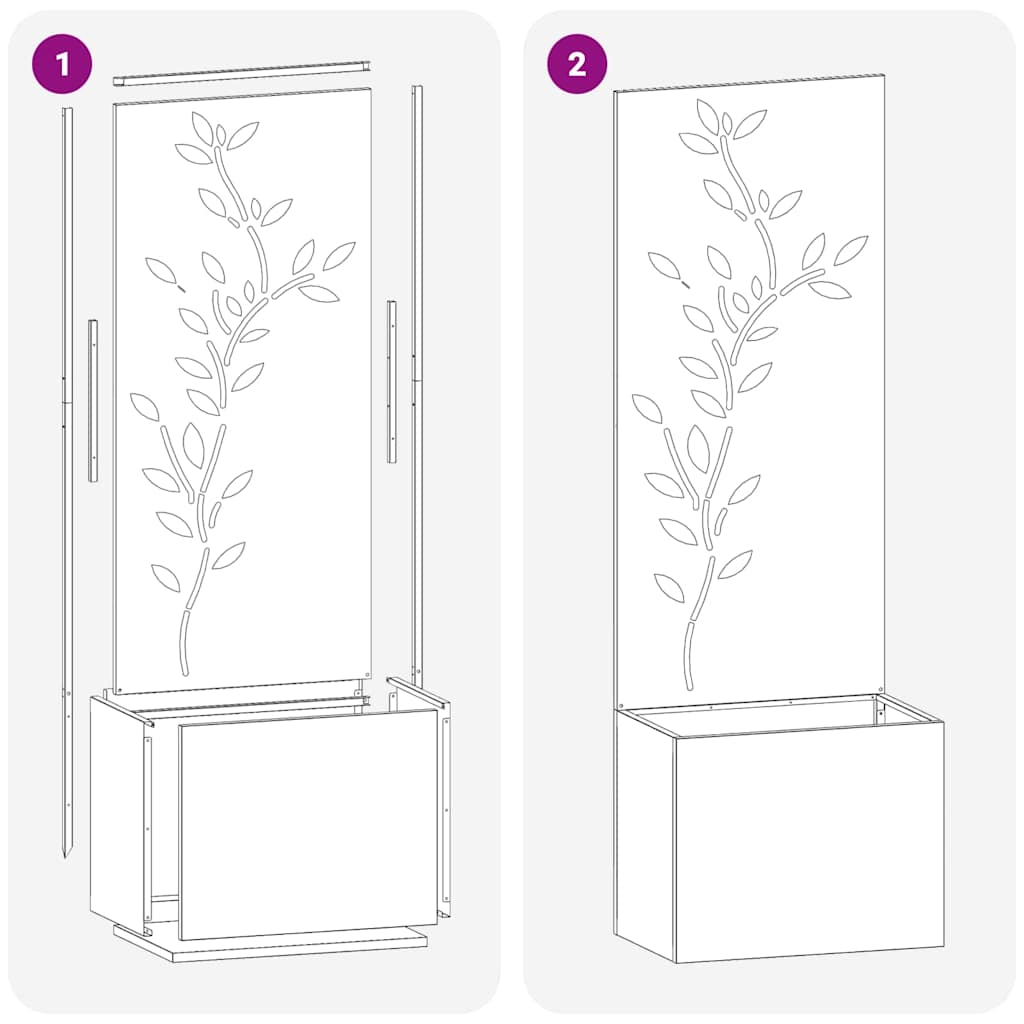 Garten Sichtschutz-Leinwand Floral Schwarz 50 x 32 x 150 cm