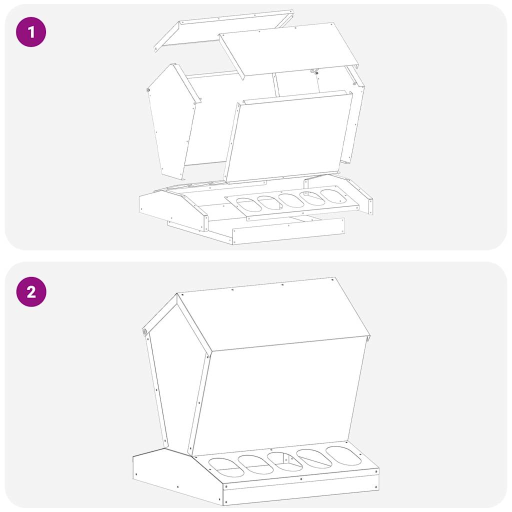 Hühnerfütterer Schwarz 40 x 40 x 45 cm Kaltgewalzter Stahl