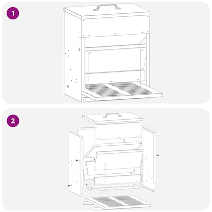 Hühnertretfeeder Schwarz 33 x 42 x 40 cm Kaltgewalzter Stahl