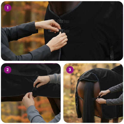 Pferdedecke Dunkelgrün und Schwarz 125 cm Polyester