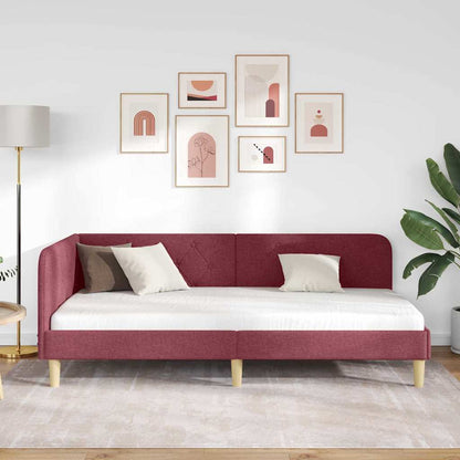 Eckbettgestell Weinrot 90 x 190 cm Stoff