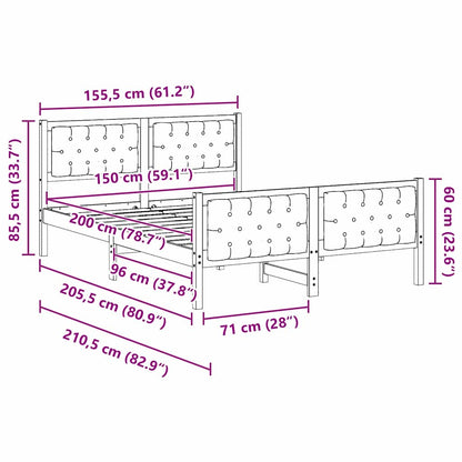 Bettrahmen Schwarz 150 x 200 cm Massives Kiefernholz