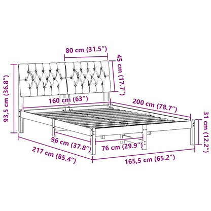 Bettgestell mit gepolstertem Kopfteil Braun 160 x 200 cm