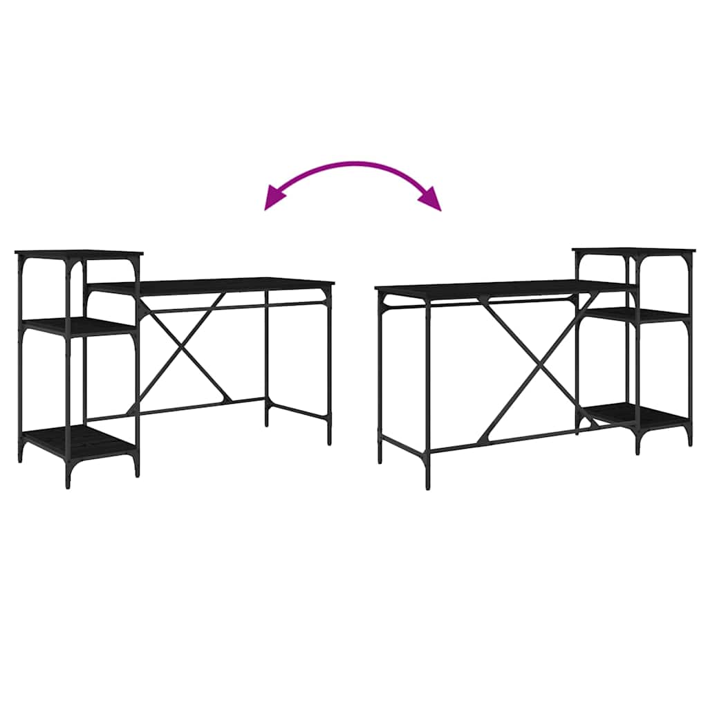 Schreibtisch Schwarz Eichen-Optik 135 x 50 x 90 cm