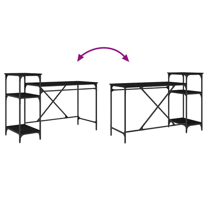 Schreibtisch Schwarz Eichen-Optik 135 x 50 x 90 cm
