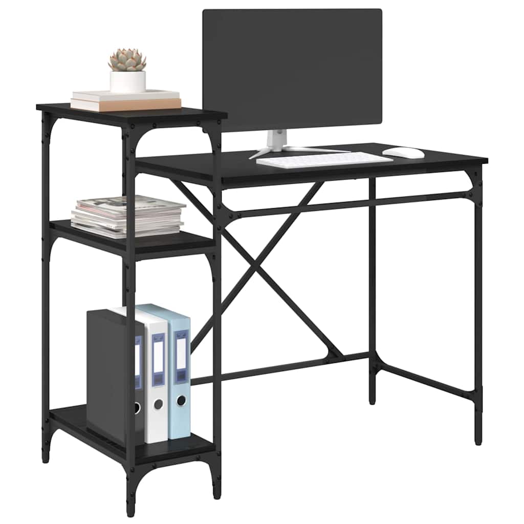 Schreibtisch Schwarz Eichen-Optik 105 x 50 x 90 cm