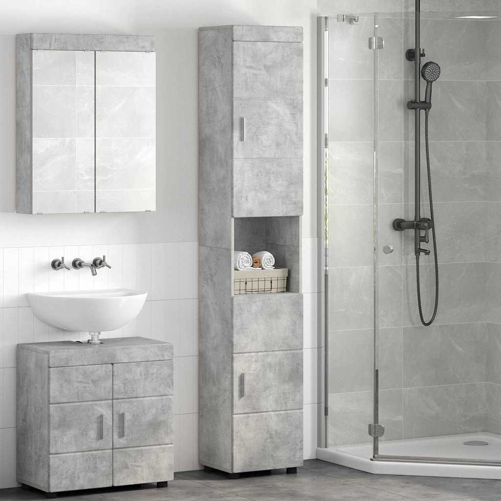 Badezimmerschrank-Set TULUM Beton Grau 37 x 31,5 x 203 cm