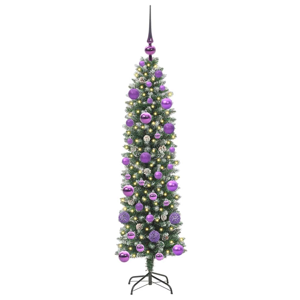 Künstlicher schlanker Weihnachtsbaum Grün und Weiß 120 cm