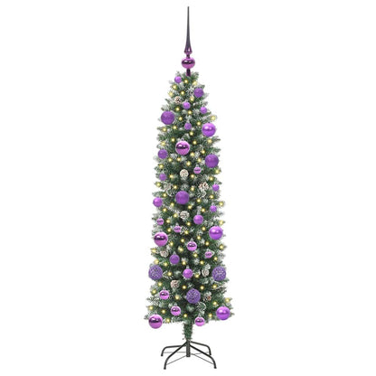 Künstlicher schlanker Weihnachtsbaum Grün und Weiß 120 cm