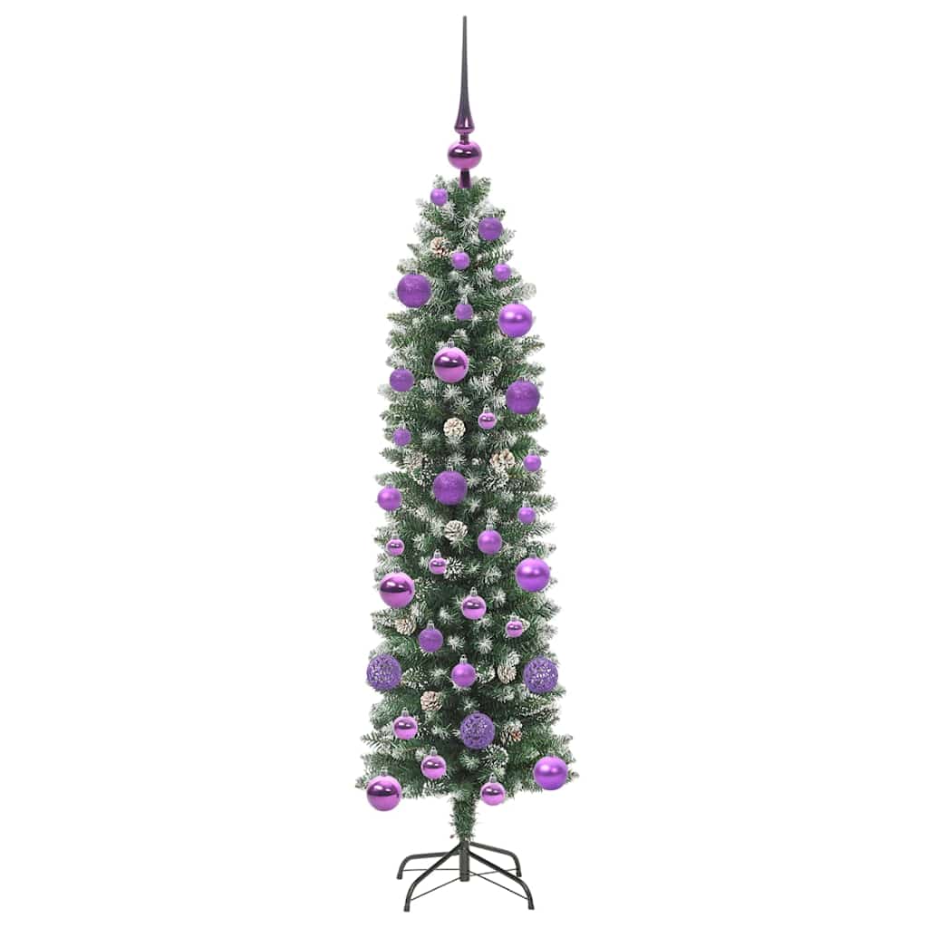 Künstlicher schlanker Weihnachtsbaum Grün und Weiß 120 cm