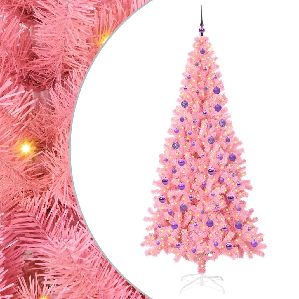 Weihnachtsbaum mit 300 LEDs mit Ständer Rosa 180 cm PVC