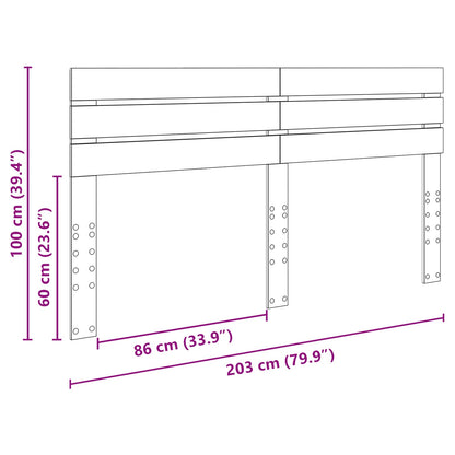 Kopfteil Schwarz Eichen-Optik 200 cm Holzwerkstoff