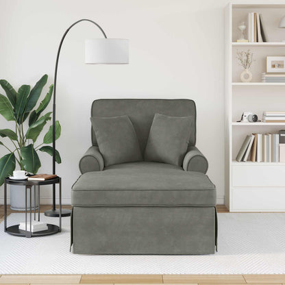 Chaise Lounge mit Rock mit Kissen 3 pcs Hellgrau Cordstoff