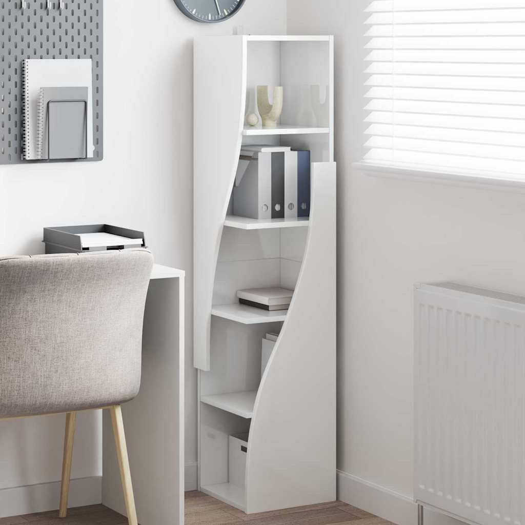 Eckschrank Hochglanz Weiß 32x32x140cm Holzwerkstoff