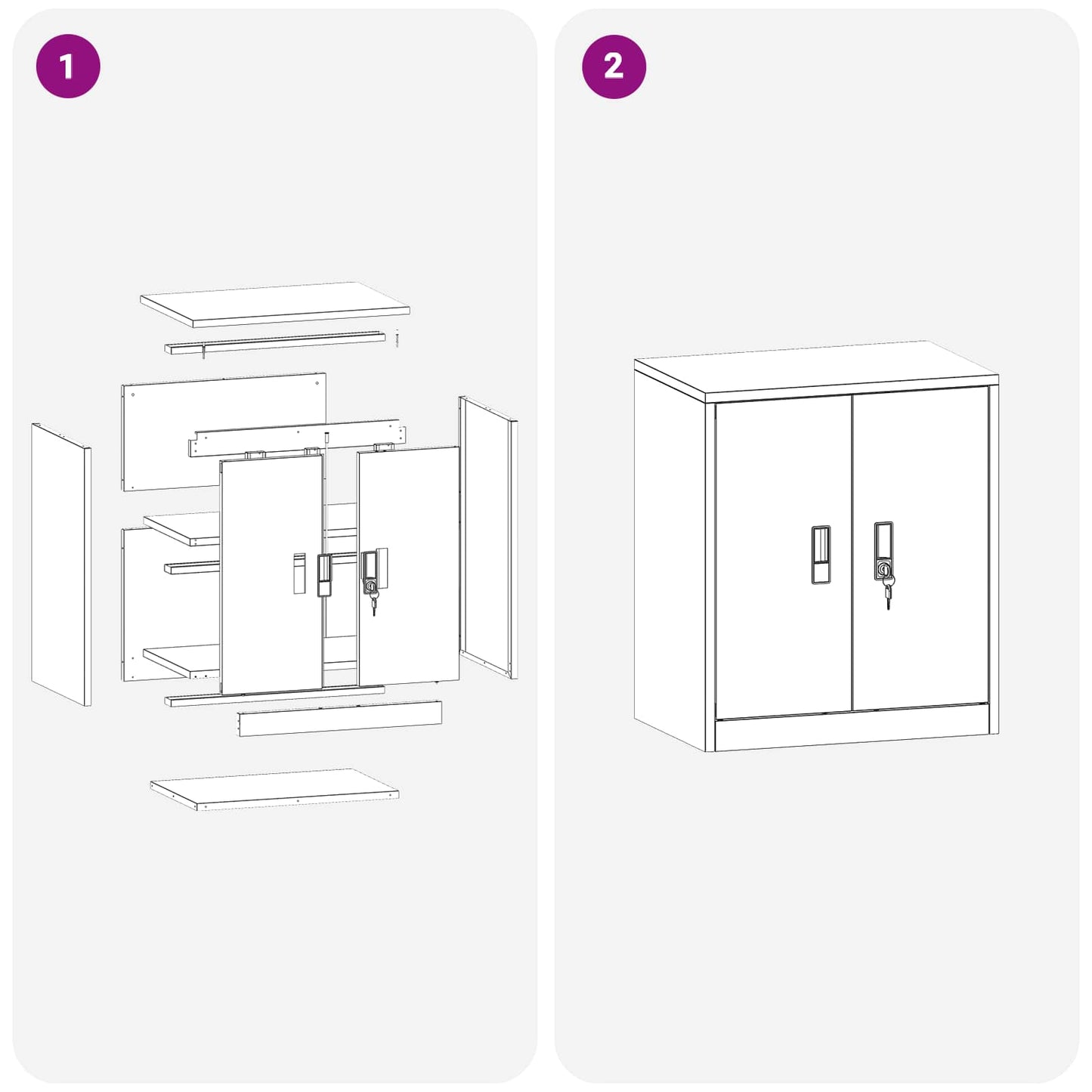 Aufbewahrungsschrank Anthrazit 60 x 40 x 70 cm Stahl