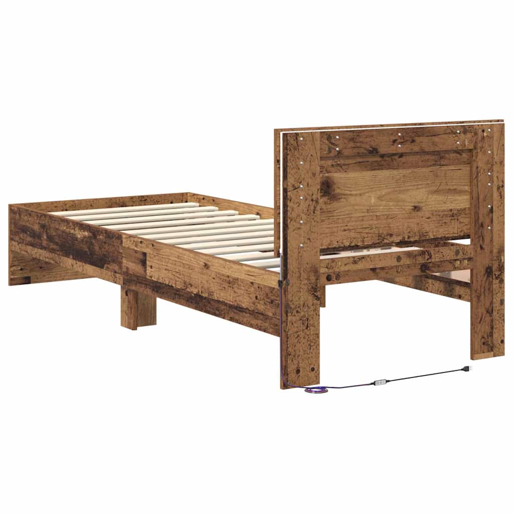 Bettrahmen mit Kopfteil Altholz 75 x 190 cm Holzwerkstoff