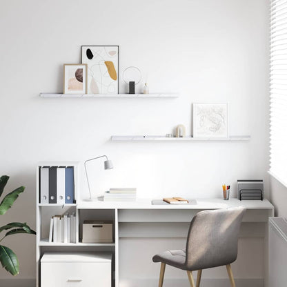 Wandregal 2 pcs Weiß Marmor 115 x 9 x 3 cm Holzwerkstoff