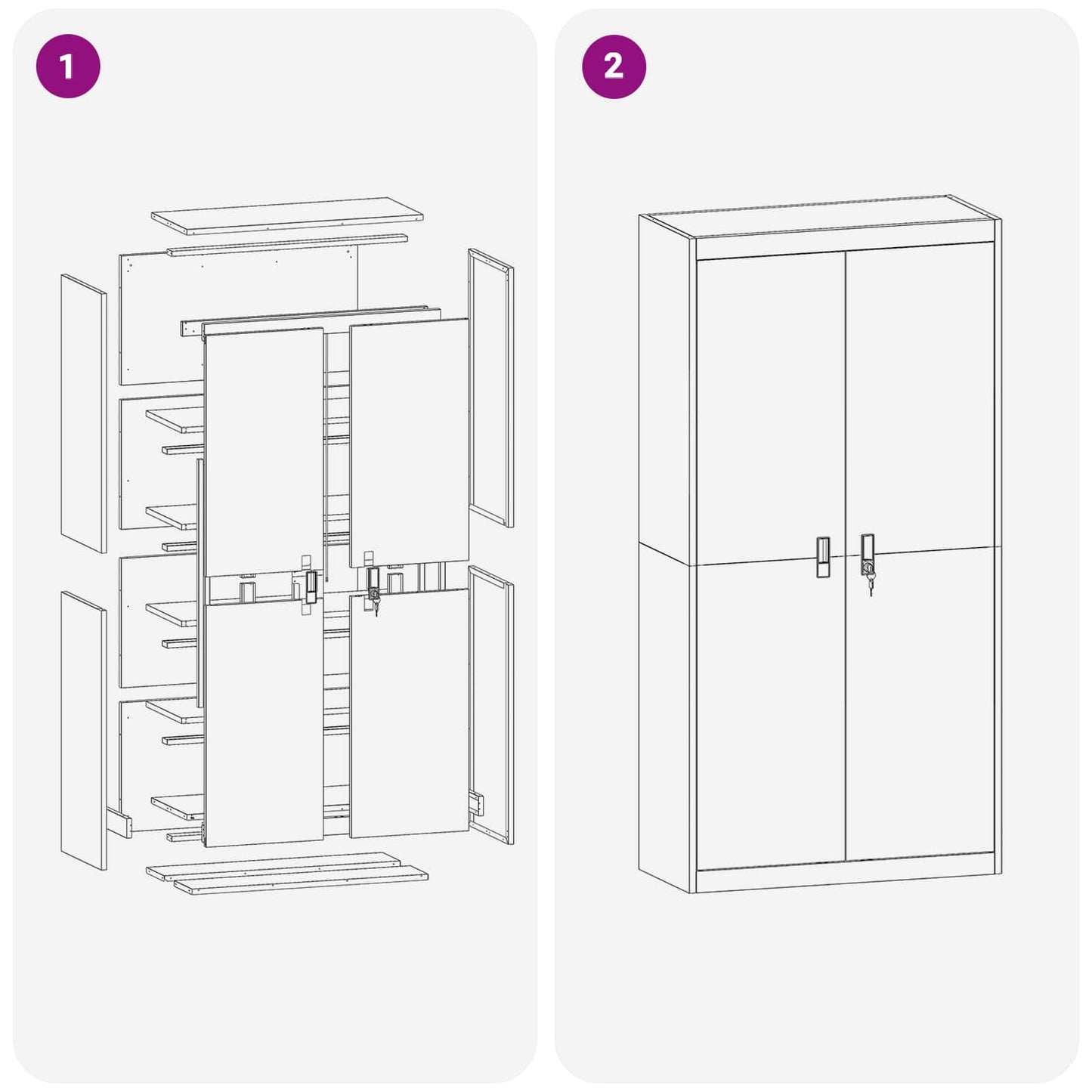 Aufbewahrungsschrank Schwarz 90 x 40 x 180 cm Stahl