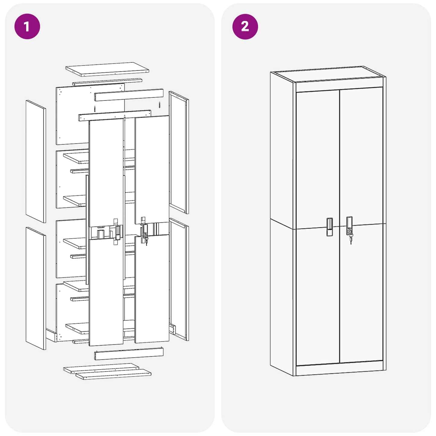 Aufbewahrungsschrank Rosa 60 x 40 x 180 cm Stahl