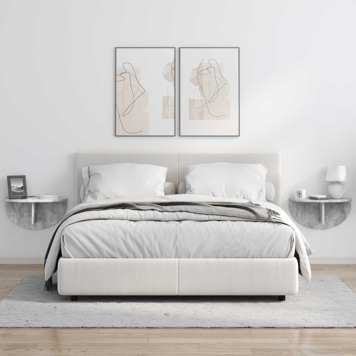 Wandregal 2 pcs Beton Grau 48 x 24 x 24 cm Holzwerkstoff