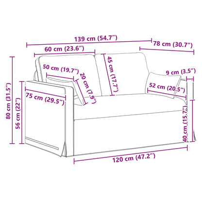 Sofa Set 2 pcs Creme 139 x 78 x 80 cm Stoff