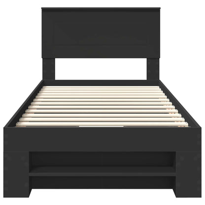 Bettrahmen mit Kopfteil Schwarz 80 x 200 cm Holzwerkstoff