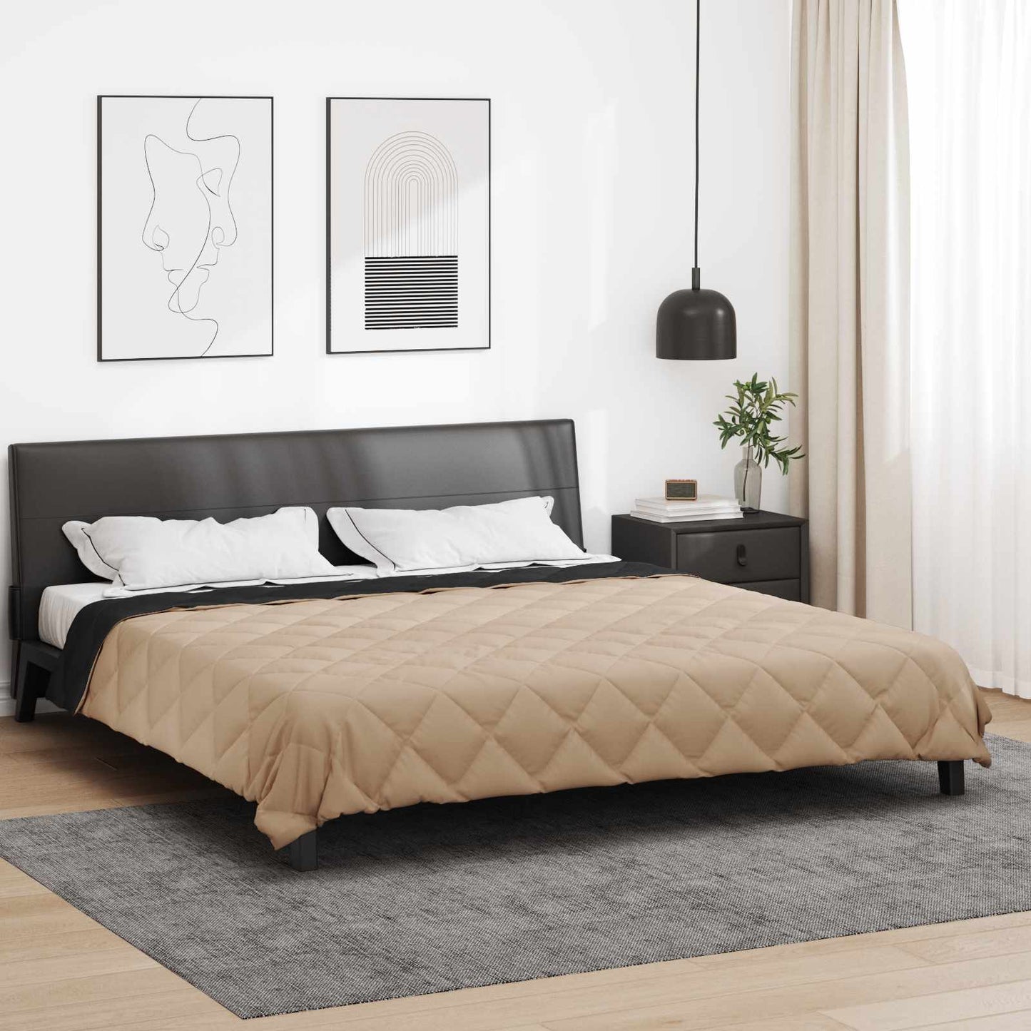 Sommerdecke Schwarz und Taupe 200 x 200 cm Mikrofaser