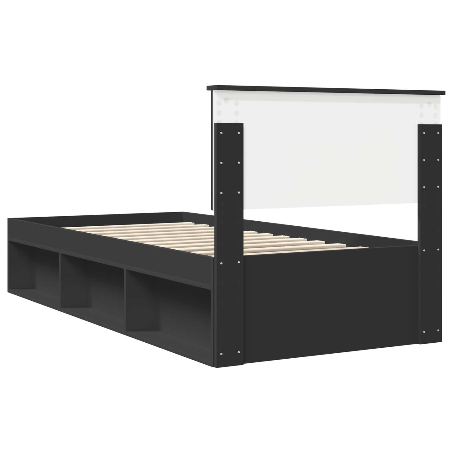 Bettrahmen Schwarz 90 x 190 cm Massives Kiefernholz