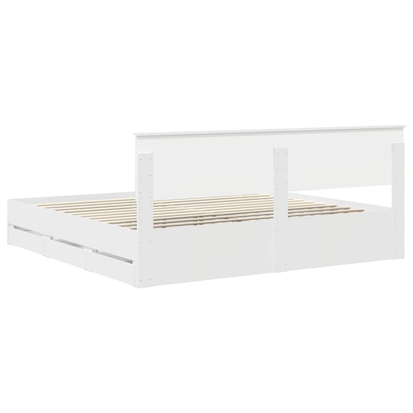 Bettrahmen mit Schubladen Weiß 200 x 200 cm Ingenieurs Holz