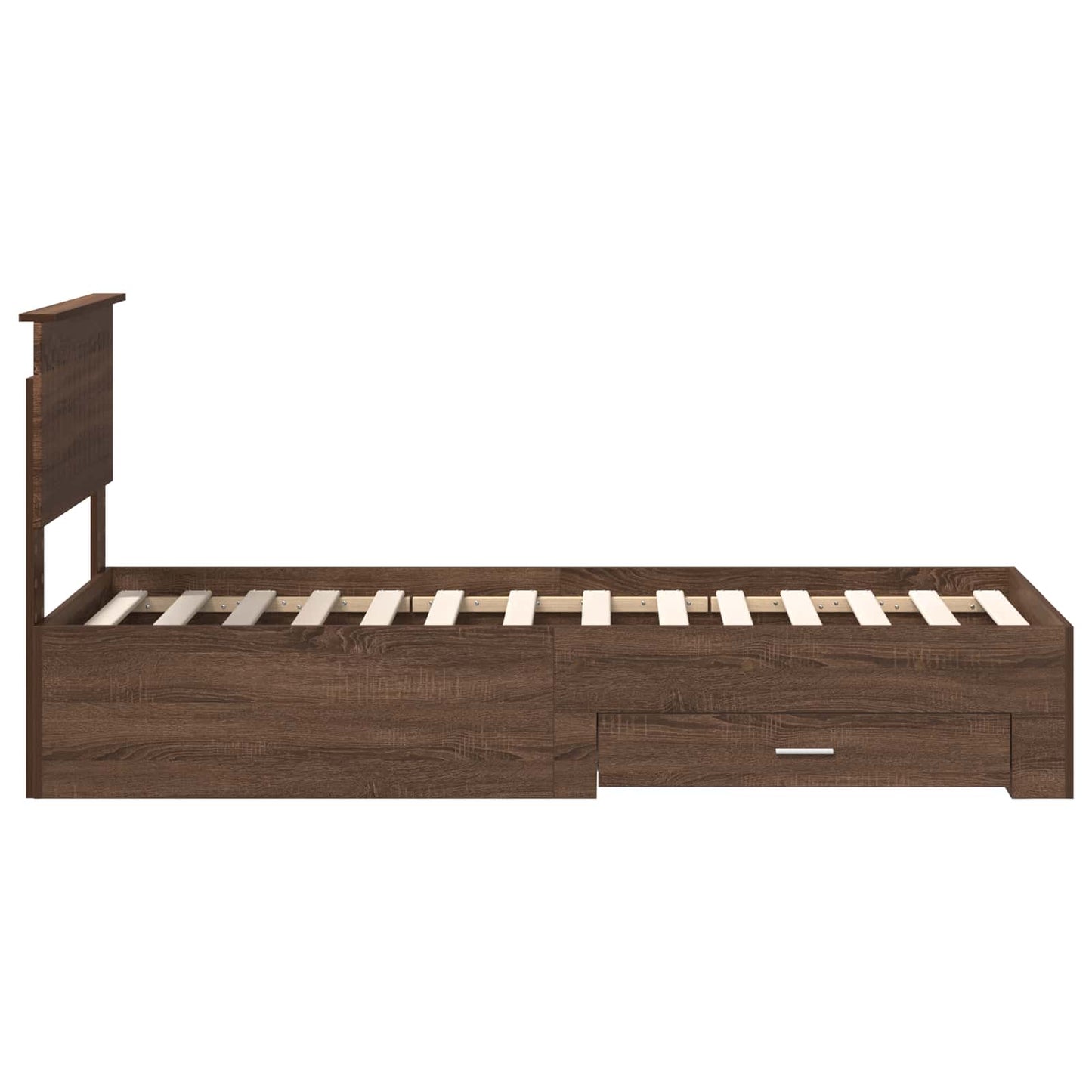 Bettrahmen Braune Eiche und Silber 75 x 190 cm Holzwerkstoff