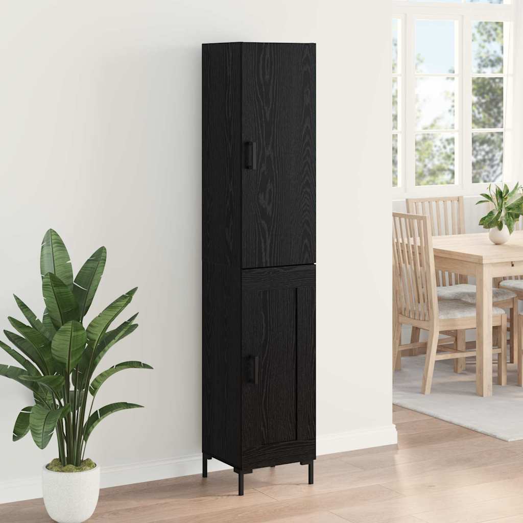 Highboard Schwarz Eichen-Optik 34,5 x 34 x 180 cm Holzwerkstoff