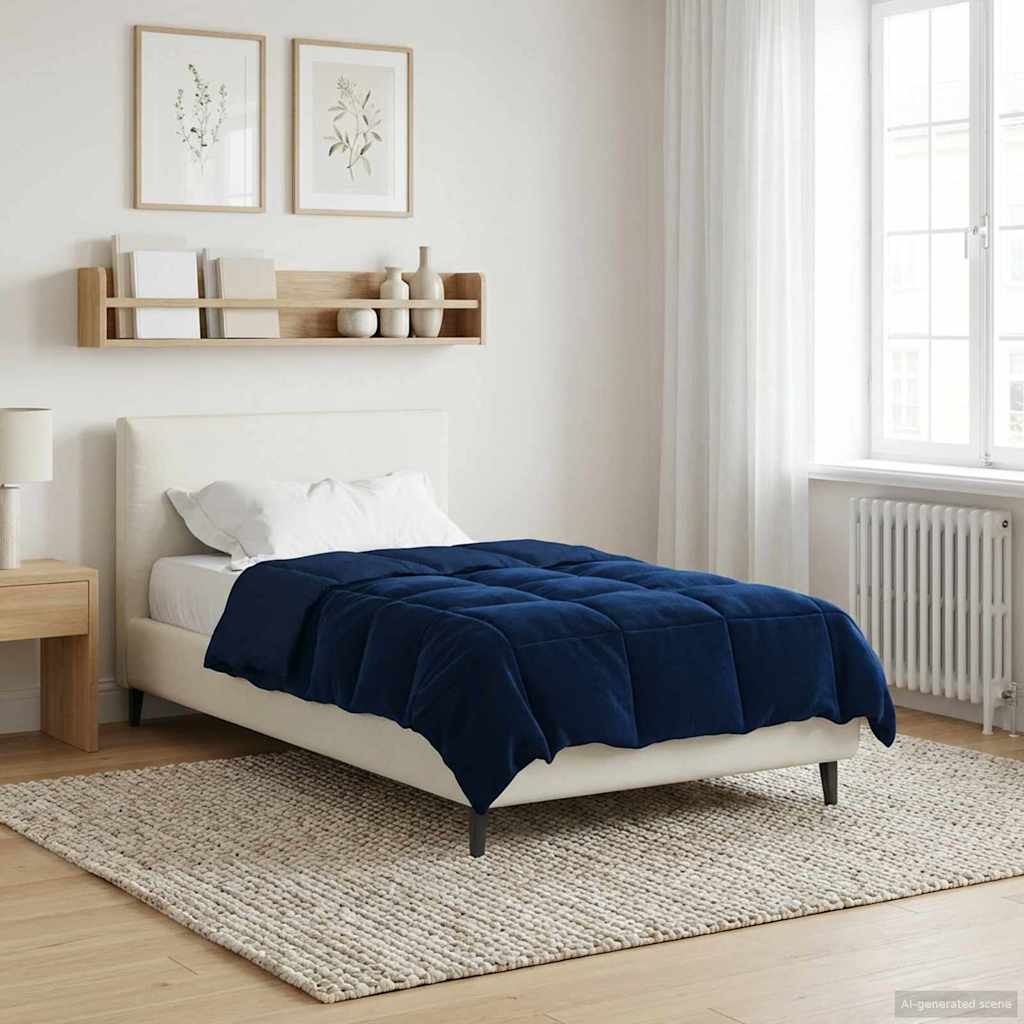 Winterbettdecke Gepolstert Dunkelblau 135 x 220 cm Mikrofaser