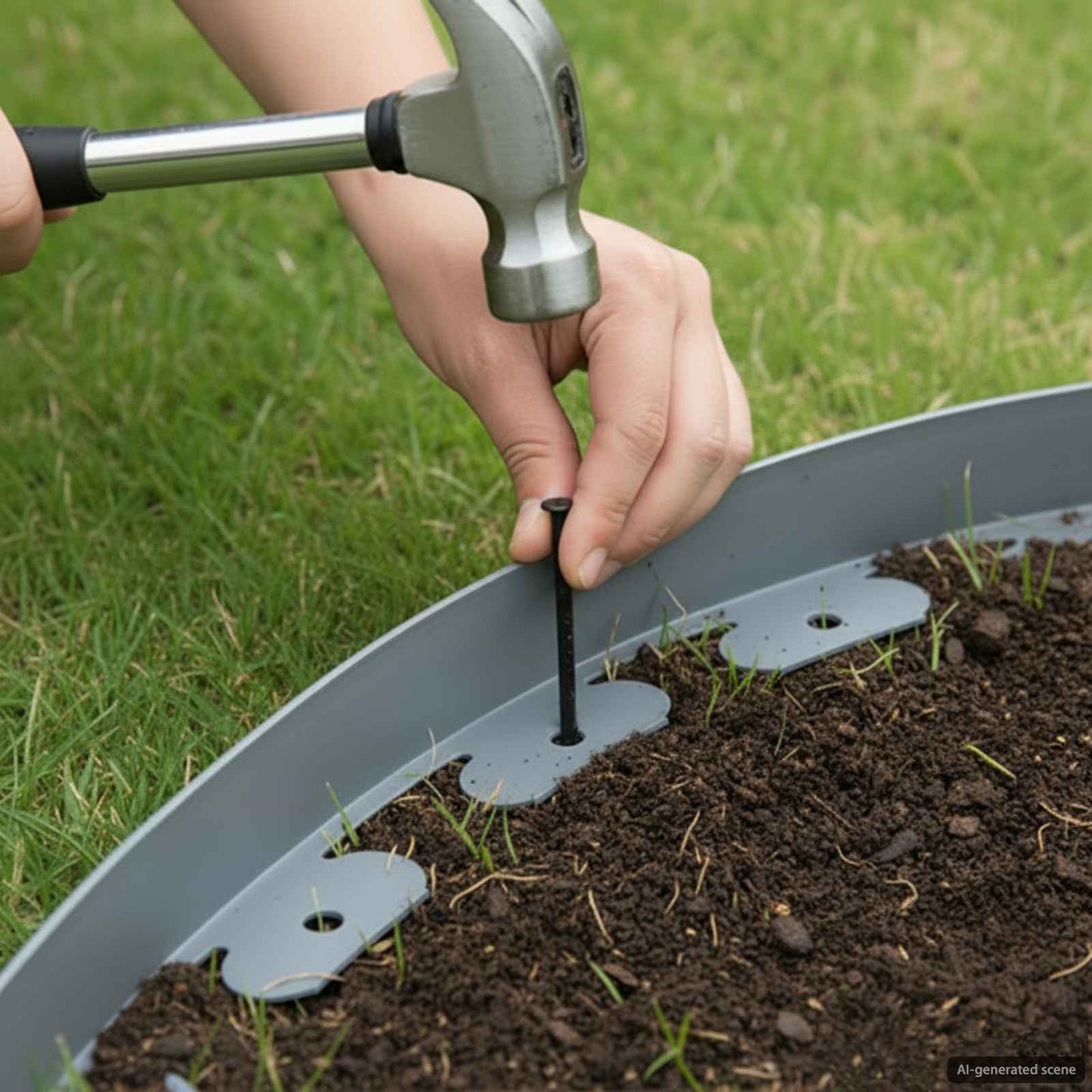 Rasenkanten Grau 2000 x 4 x 5 cm Kunststoff