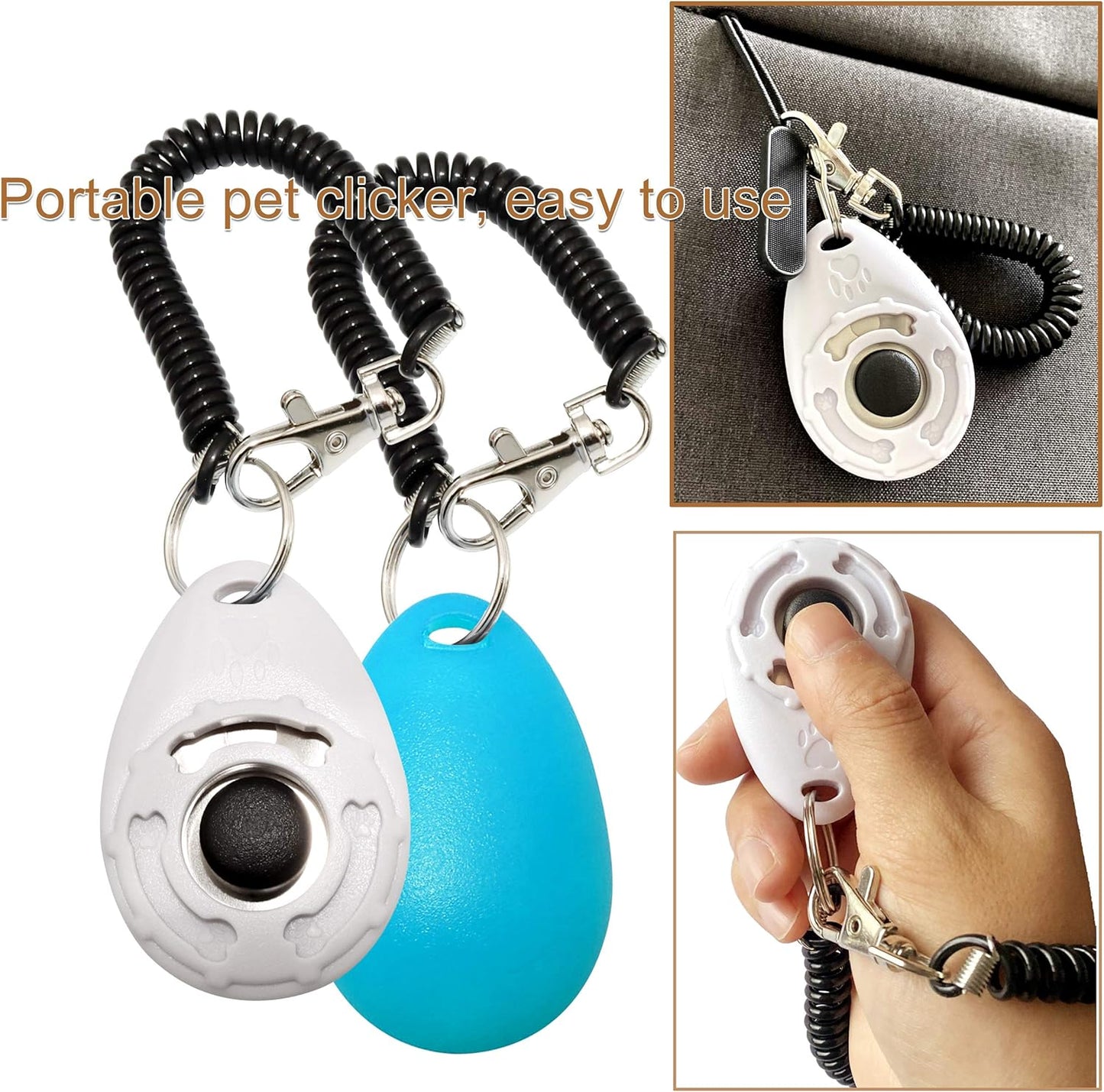 Training Clicker for Pet Like Dog Cat Horse Bird Dolphin Puppy with Wrist Strap, 2 Pack