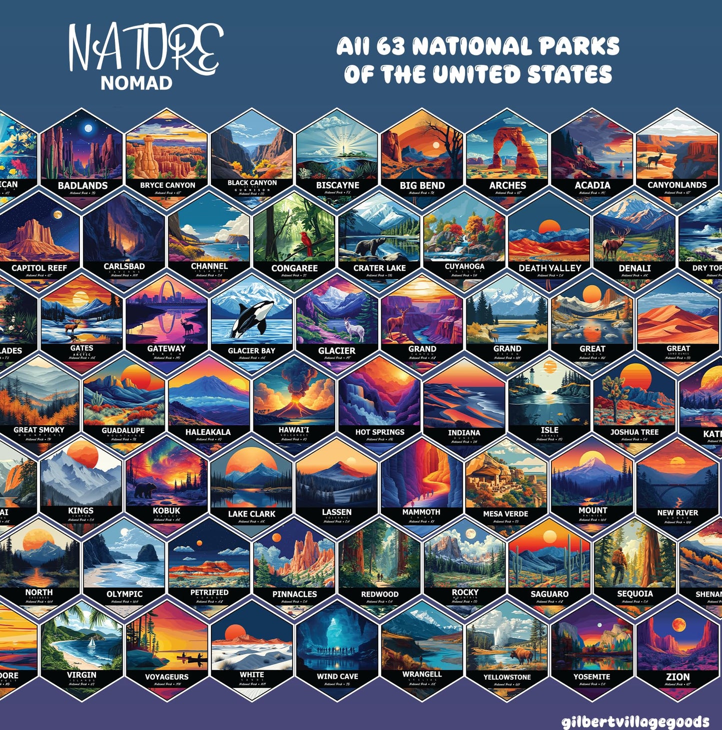 National Park Water Bottle Stickers - All 63 Parks, 1.5 inch Vinyl - Waterproof, Fade-Resistant Decals for Water Bottles, Laptops, Journals, Gear - for Travelers, Students, and Outdoor Enthusiasts