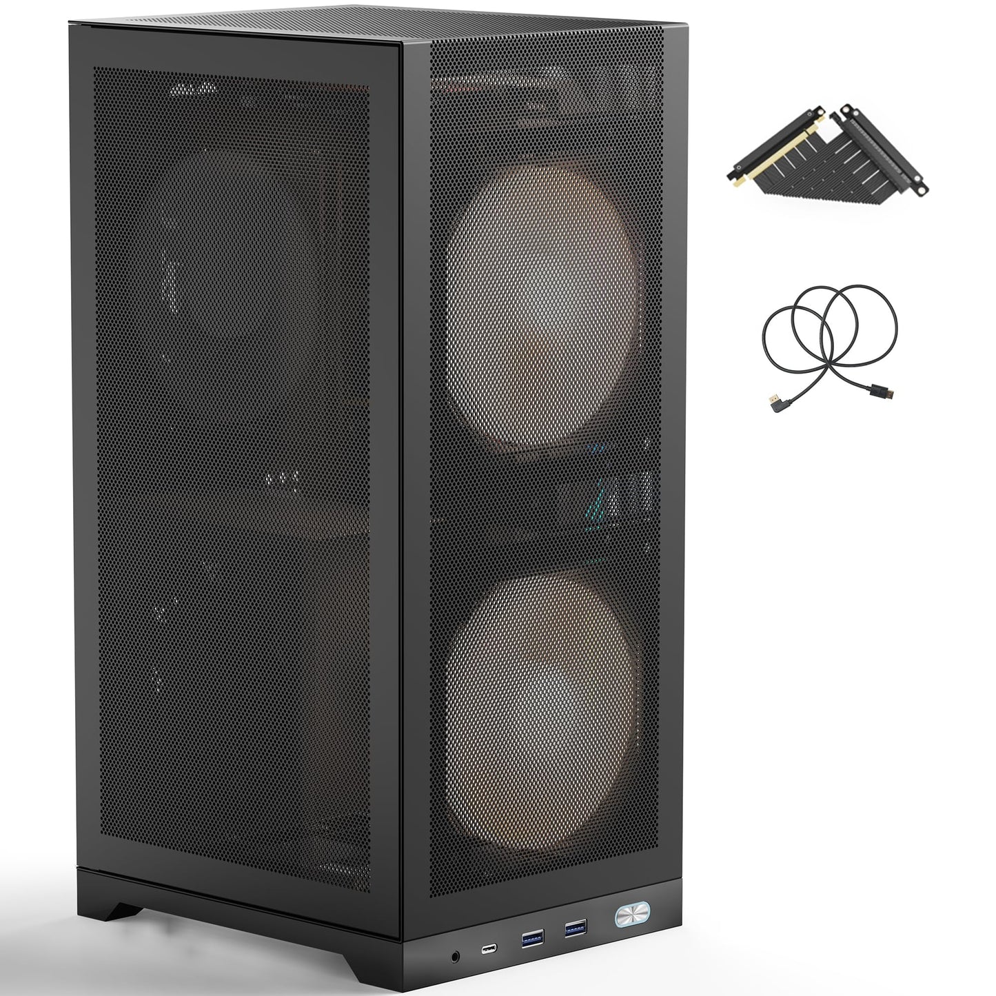 ShinySnake L400 Mini-ITX PC Case - 12.1L SFF High Airflow Gaming Chassis, Vertical GPU Mount 350mm, ATX Power Supply Support, Max. Triple 140mm Fans, PCIe 4.0 Riser & DP 1.4 Cable Included, Black