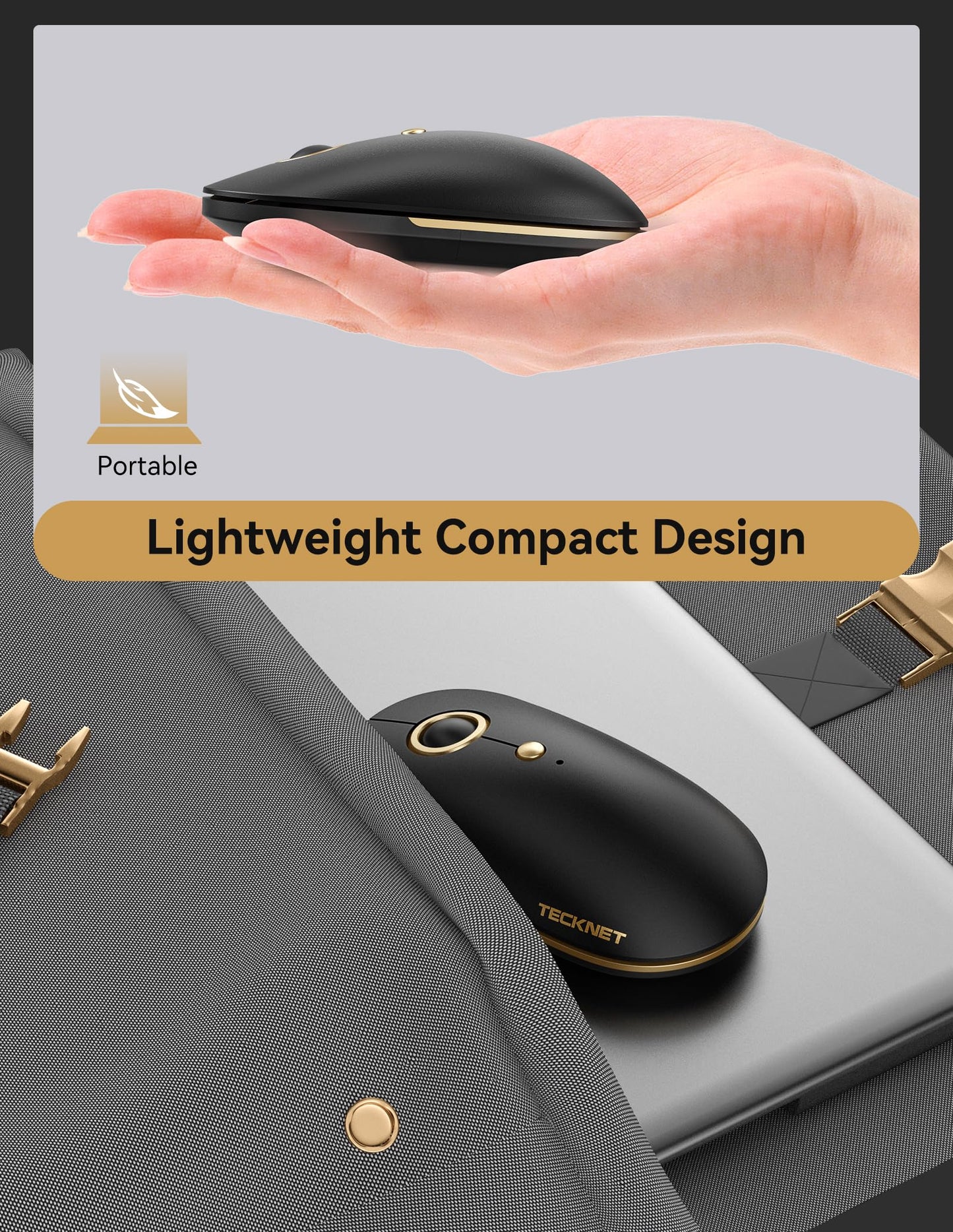 TECKNET Computer Mouse, 2.4Ghz Silent USB-A Wireless Mouse, 4800 DPI Ambidextrous Quiet Click for Travel, Slim Portable Wireless Mice Compatible with PC Laptop MacBook