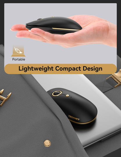 TECKNET Computer Mouse, 2.4Ghz Silent USB-A Wireless Mouse, 4800 DPI Ambidextrous Quiet Click for Travel, Slim Portable Wireless Mice Compatible with PC Laptop MacBook