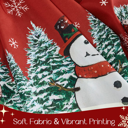Romanstile Red Christmas Tablecloth, Printed Winter Snowman and Xmas Tree Design Rectangle Table Cloths, Holiday Decorative Stain-Resistant Table Covers for Dining Room Party Decor - 60 x 84 Inch