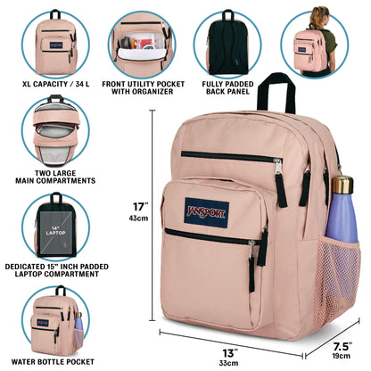 JanSport Laptop-Rucksack – Computertasche mit 2 Fächern, ergonomischen Schultergurten, 15-Zoll-Laptopfach, Tragegriff – Bücherrucksack – Erdbeer-Dusche 